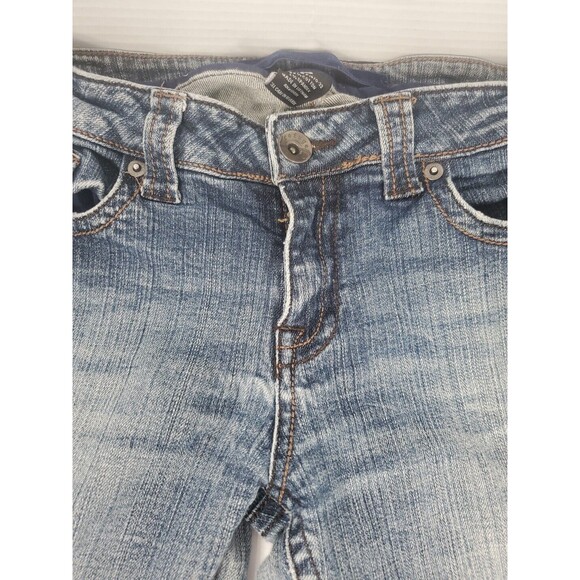 Refuge Jeans Skinny Boot Flare Distressed Blue Low Embroidered 29x30 Size 9R Y2K - Picture 8 of 10